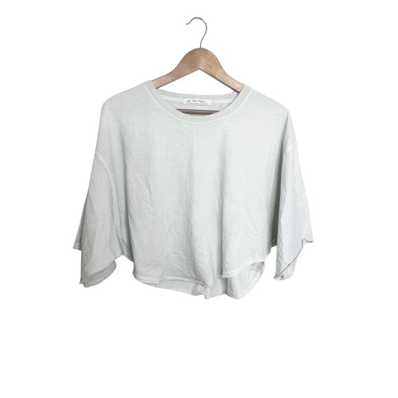 We The Free Tops - We The Free Light Pale Green Oversized Crop Top XS Distressed Crew Neck Boxy